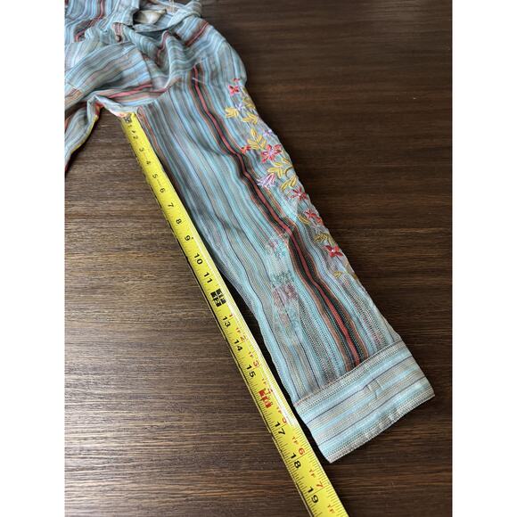 Aratta Silent Journey Shirt Womens XS Sheer Embroidered Floral Button Front Boho - Picture 12 of 12